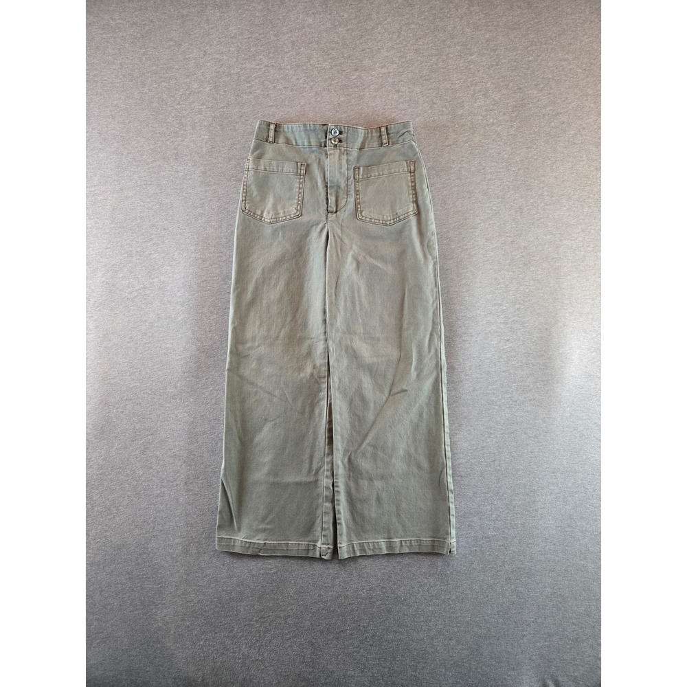 Young Fabulous & Broke Marlie Crop Pants Womens S Olive Green Wide Leg High Rise